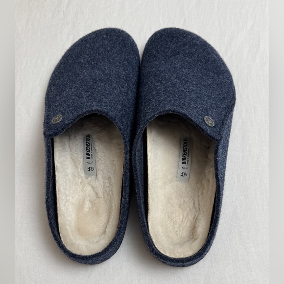 Birkenstock Men's Zermatt Shearling Slipper Clogs In Navy Blue Size 44 - US 11 - Picture 7 of 12